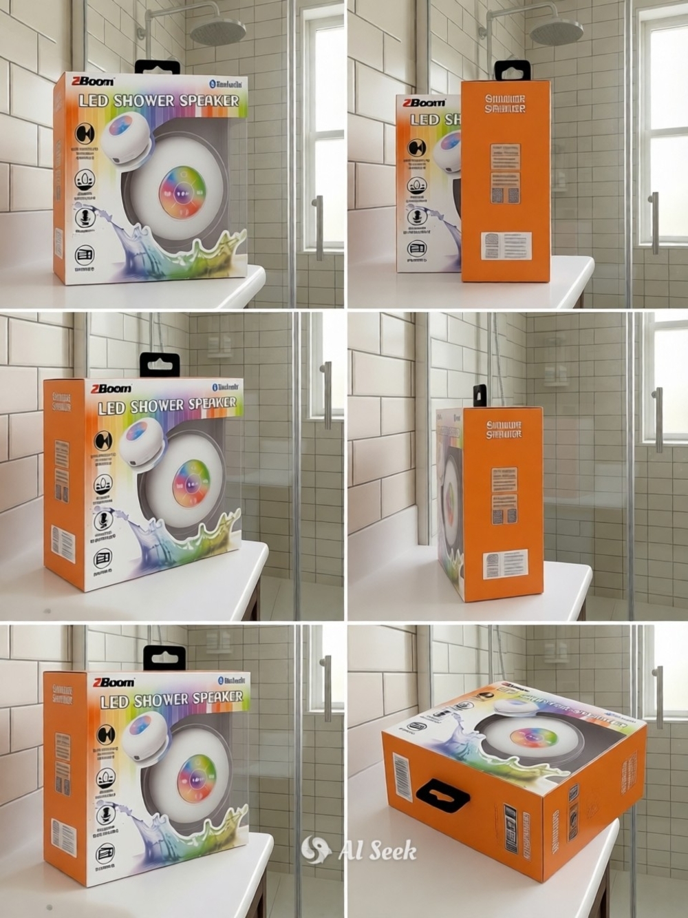 Boohoo Orange LED Shower Speaker with Multicolor Light